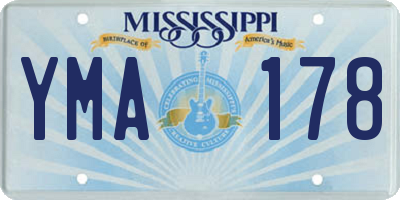 MS license plate YMA178
