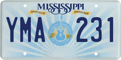 MS license plate YMA231