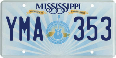 MS license plate YMA353