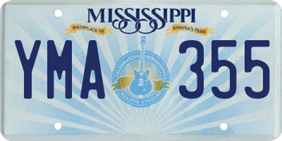 MS license plate YMA355