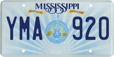 MS license plate YMA920