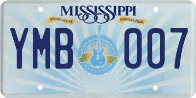 MS license plate YMB007
