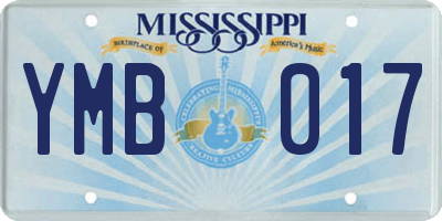 MS license plate YMB017