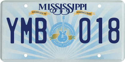MS license plate YMB018