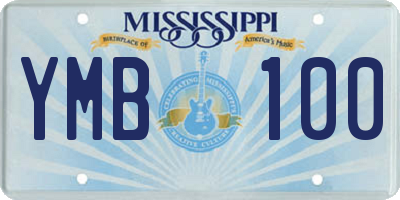 MS license plate YMB100