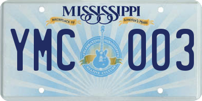 MS license plate YMC003
