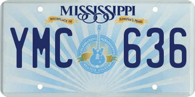 MS license plate YMC636