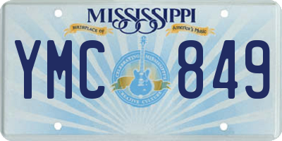 MS license plate YMC849