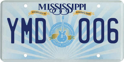 MS license plate YMD006