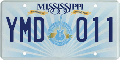 MS license plate YMD011