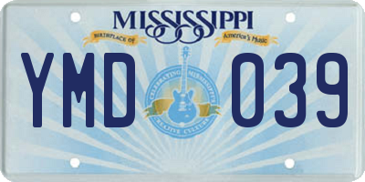 MS license plate YMD039