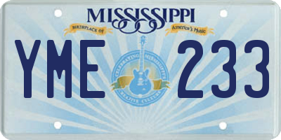 MS license plate YME233