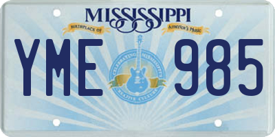 MS license plate YME985