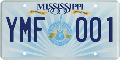 MS license plate YMF001