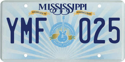 MS license plate YMF025