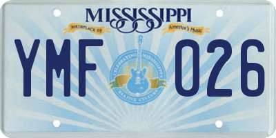 MS license plate YMF026