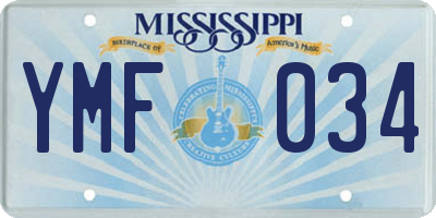 MS license plate YMF034