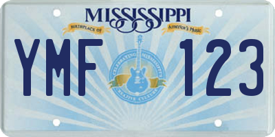 MS license plate YMF123