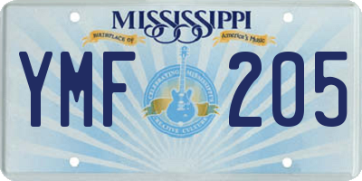 MS license plate YMF205