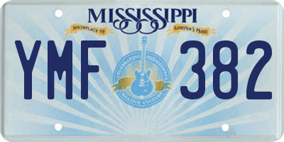 MS license plate YMF382