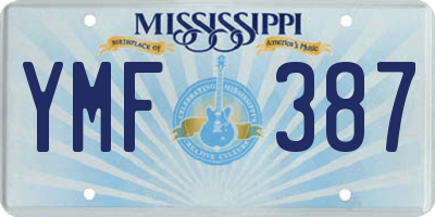 MS license plate YMF387