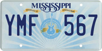 MS license plate YMF567