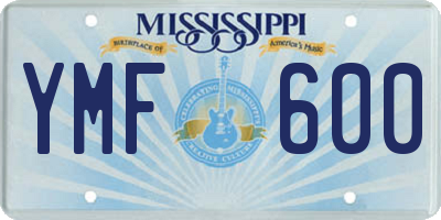 MS license plate YMF600