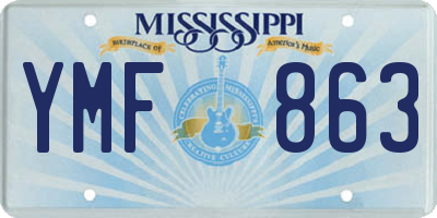 MS license plate YMF863