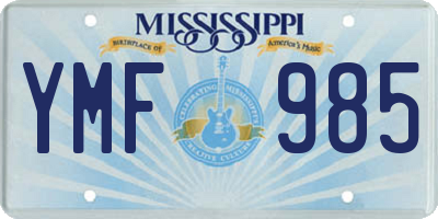 MS license plate YMF985