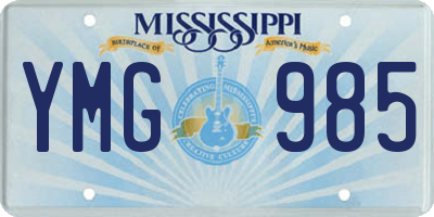 MS license plate YMG985