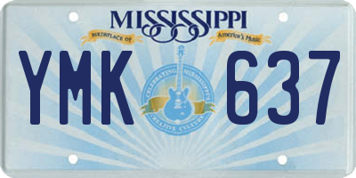 MS license plate YMK637