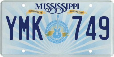 MS license plate YMK749