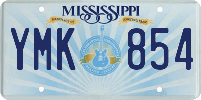 MS license plate YMK854