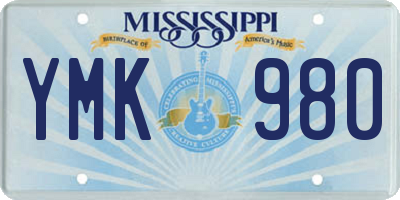 MS license plate YMK980