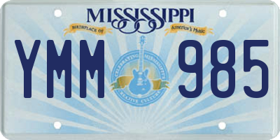MS license plate YMM985