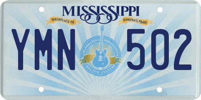 MS license plate YMN502