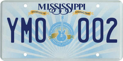 MS license plate YMO002