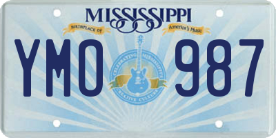 MS license plate YMO987