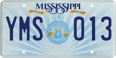 MS license plate YMS013
