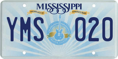 MS license plate YMS020