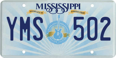 MS license plate YMS502