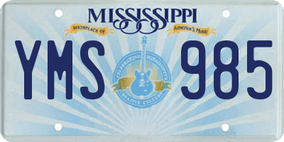 MS license plate YMS985