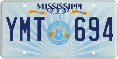 MS license plate YMT694