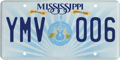 MS license plate YMV006