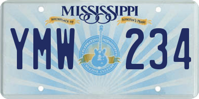 MS license plate YMW234