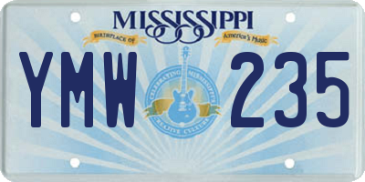 MS license plate YMW235