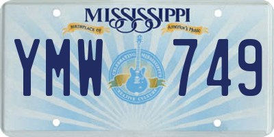 MS license plate YMW749