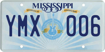 MS license plate YMX006