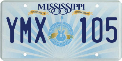 MS license plate YMX105