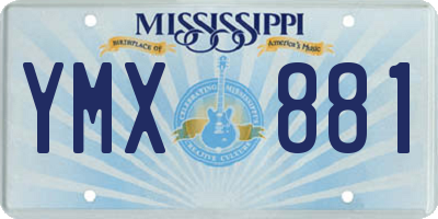 MS license plate YMX881